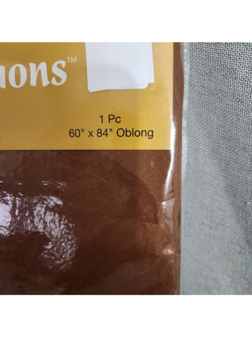 Autumn Inspirations Light Brown Fabric Tablecloth 1pc 60" x 84" Oblong NEW - Picture 3 of 5